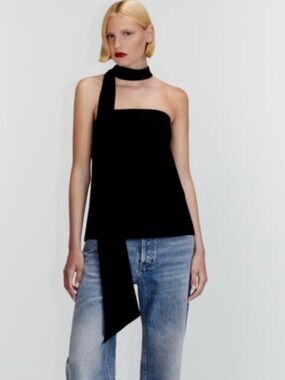 Zara Black Tie Neck Top